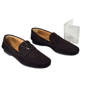 Churchs Penny Loafers sz 6.5 Mens Edcom Karl Italian Suede‎ Leather Brown NEW